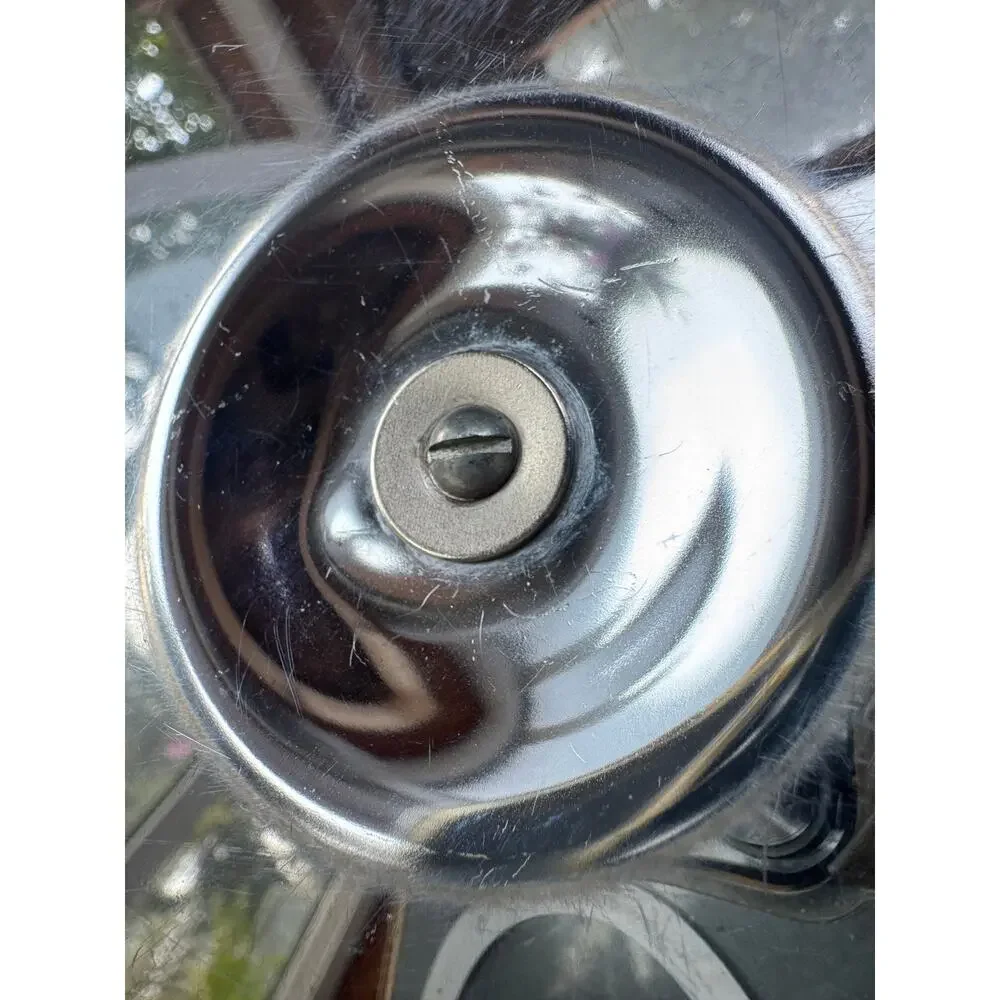 Vintage Mid Century Modern Chrome Serving Tray with Rotating Wood Handle